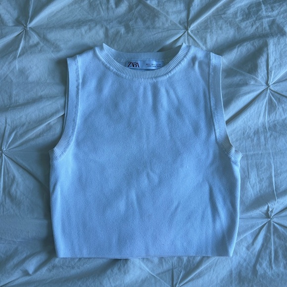 Zara White Tank Top Sleeveless Knit XS - Picture 1 of 5